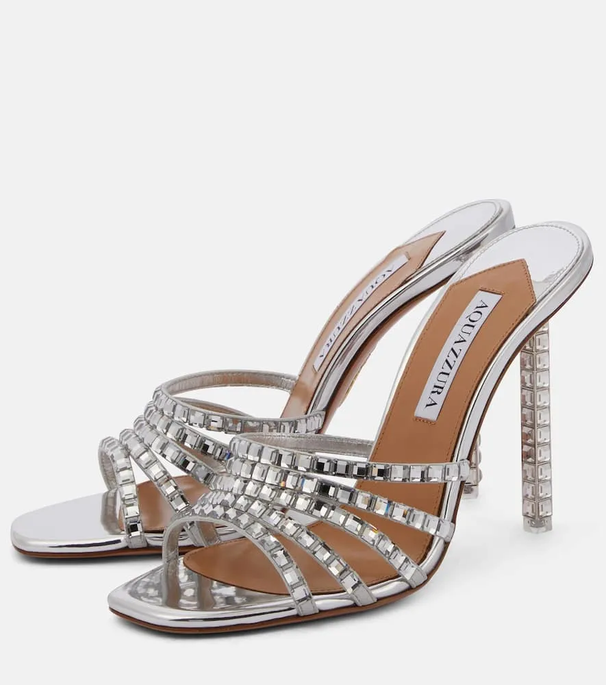 Aquazzura Rock Chic 105 embellished leather mules