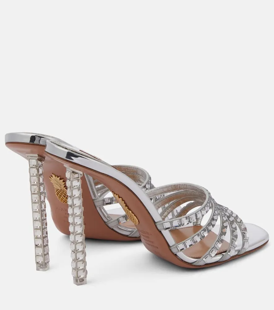 Aquazzura Rock Chic 105 embellished leather mules