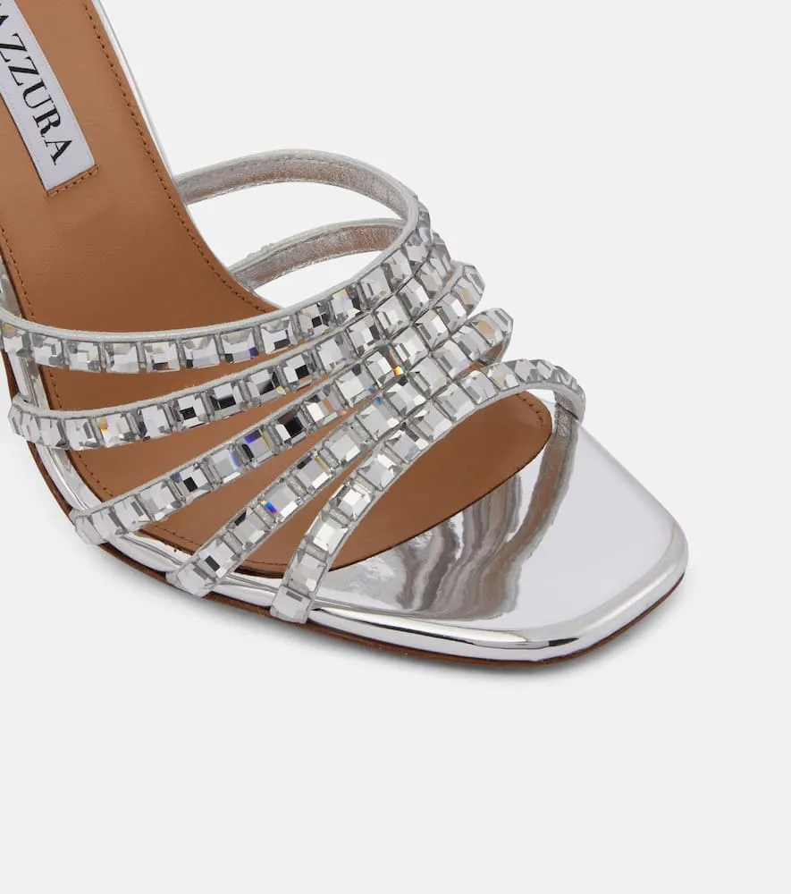 Aquazzura Rock Chic 105 embellished leather mules