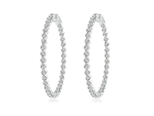 Bezel Diamond Hoops