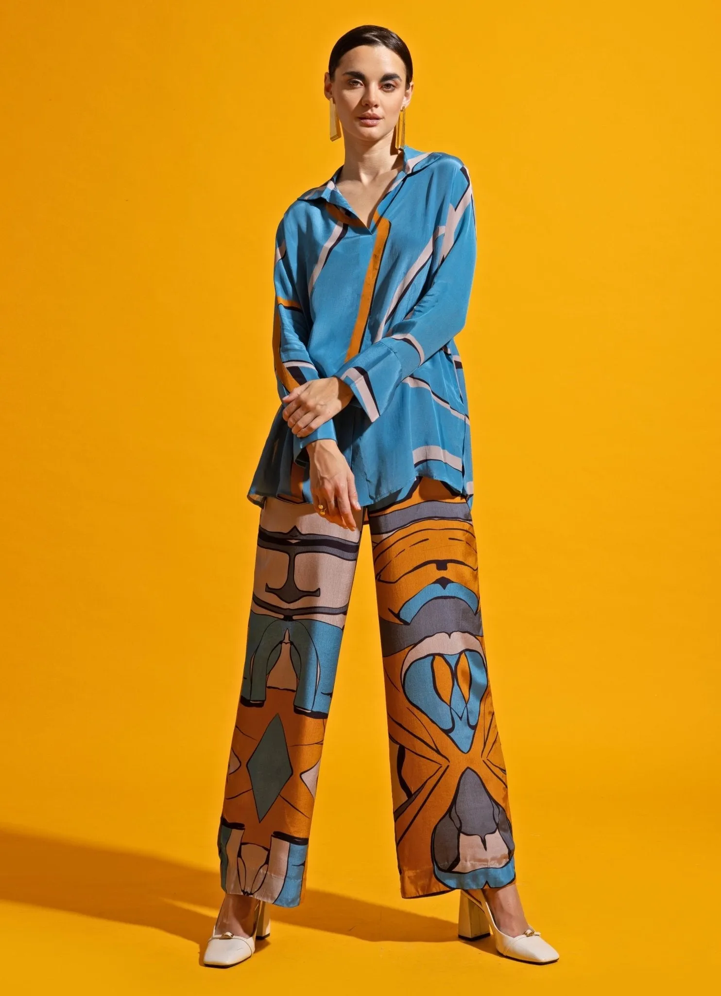 Blue Abstract Printed Co-Ord Set