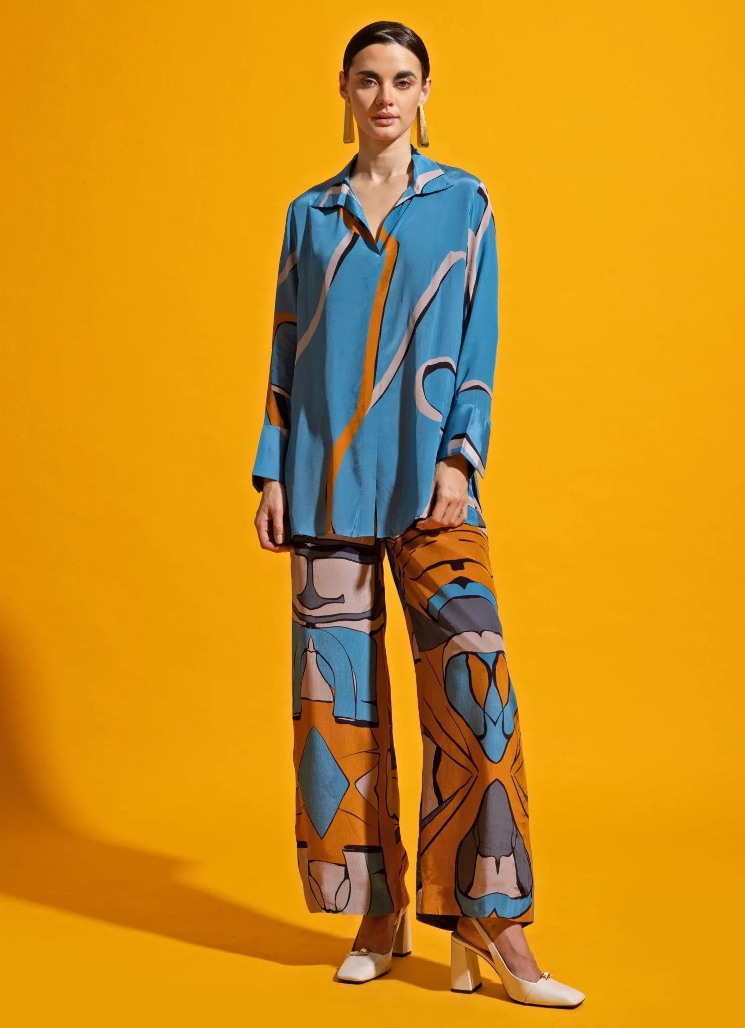 Blue Abstract Printed Co-Ord Set