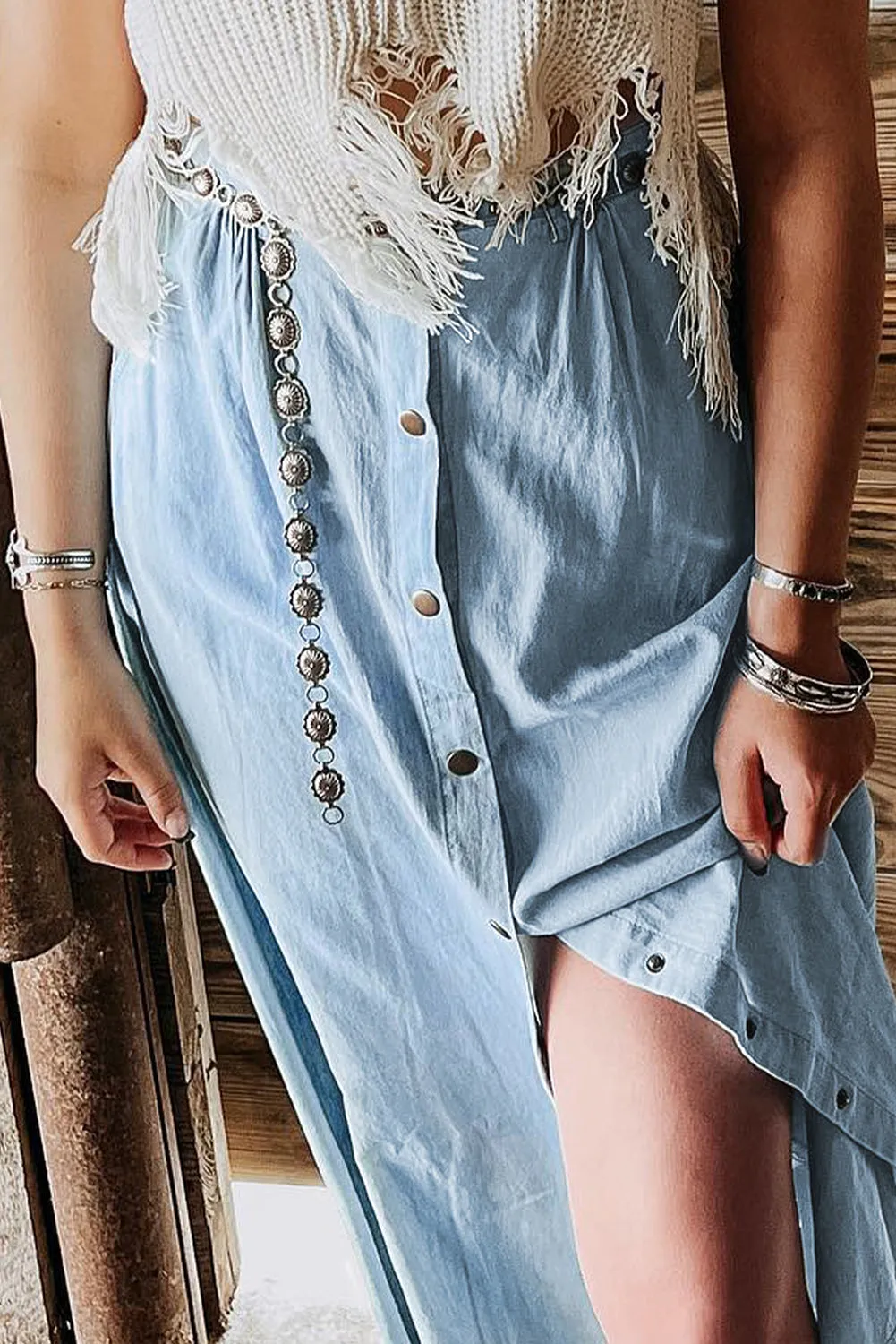 Button Front Maxi Skirt