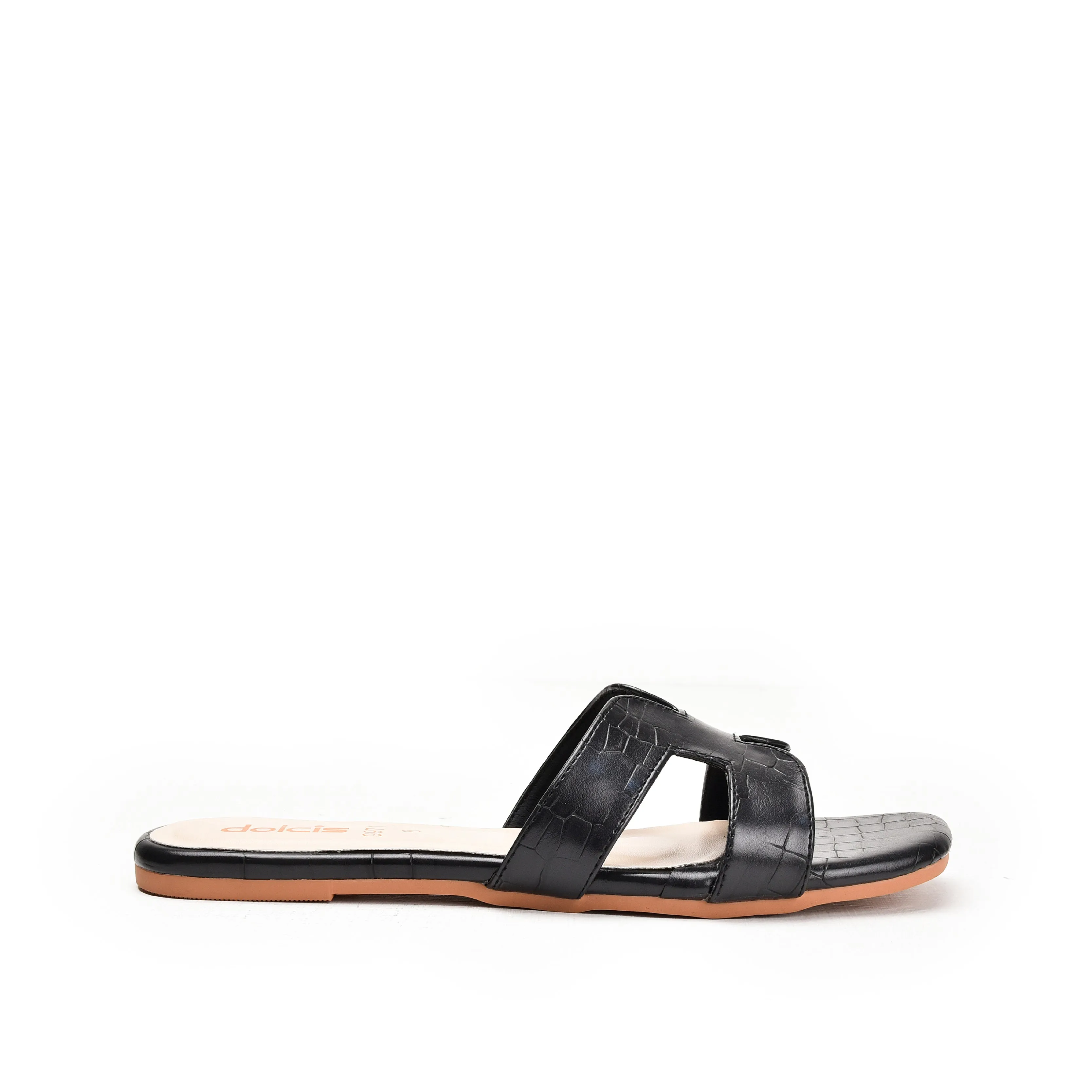 Classic Black Croc-Styled Flats | 544L-C Dolcis