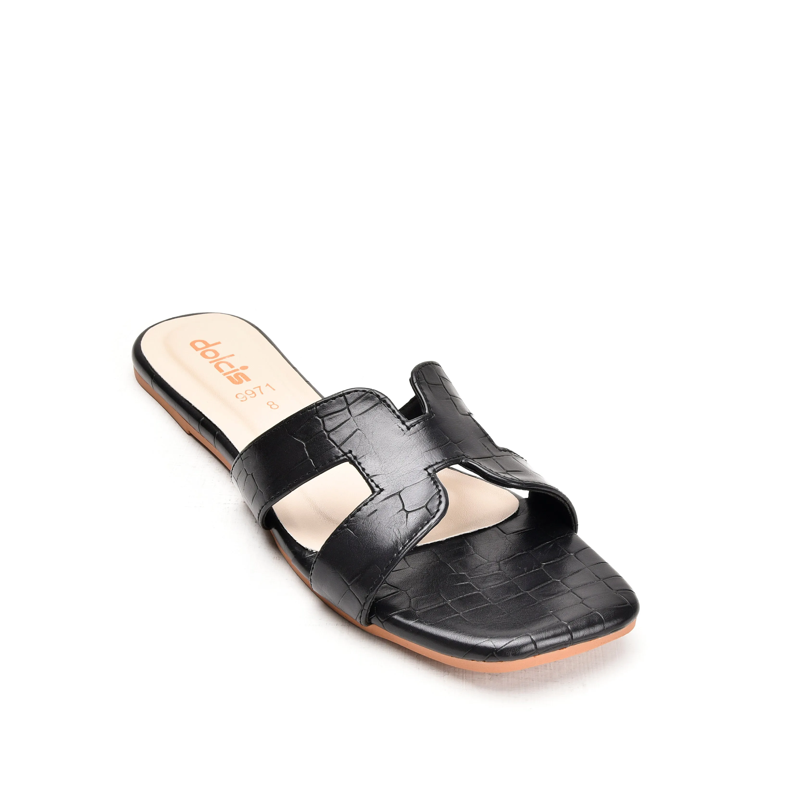 Classic Black Croc-Styled Flats | 544L-C Dolcis