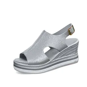 Cuzcare Women Sandals Arch Support Pain Relief Buckle AntiSlip Glitter Color Sandals