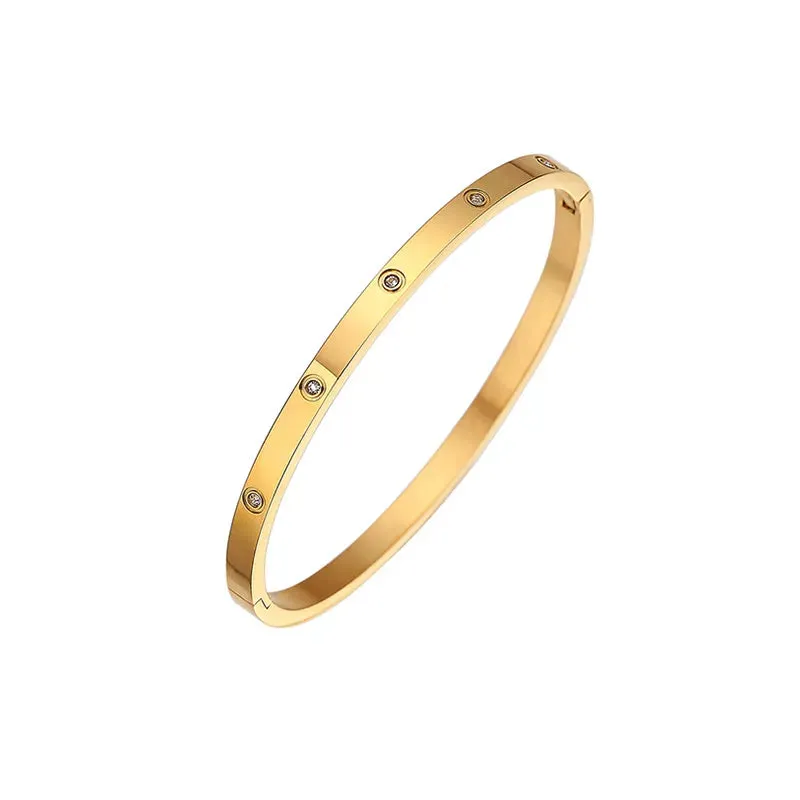 Fashion Punk Gold Color Bangles for Women Men Trendy Stainless Steel Metal Bracelets Bohemian Jewelry Accessories Gift Wholesale
