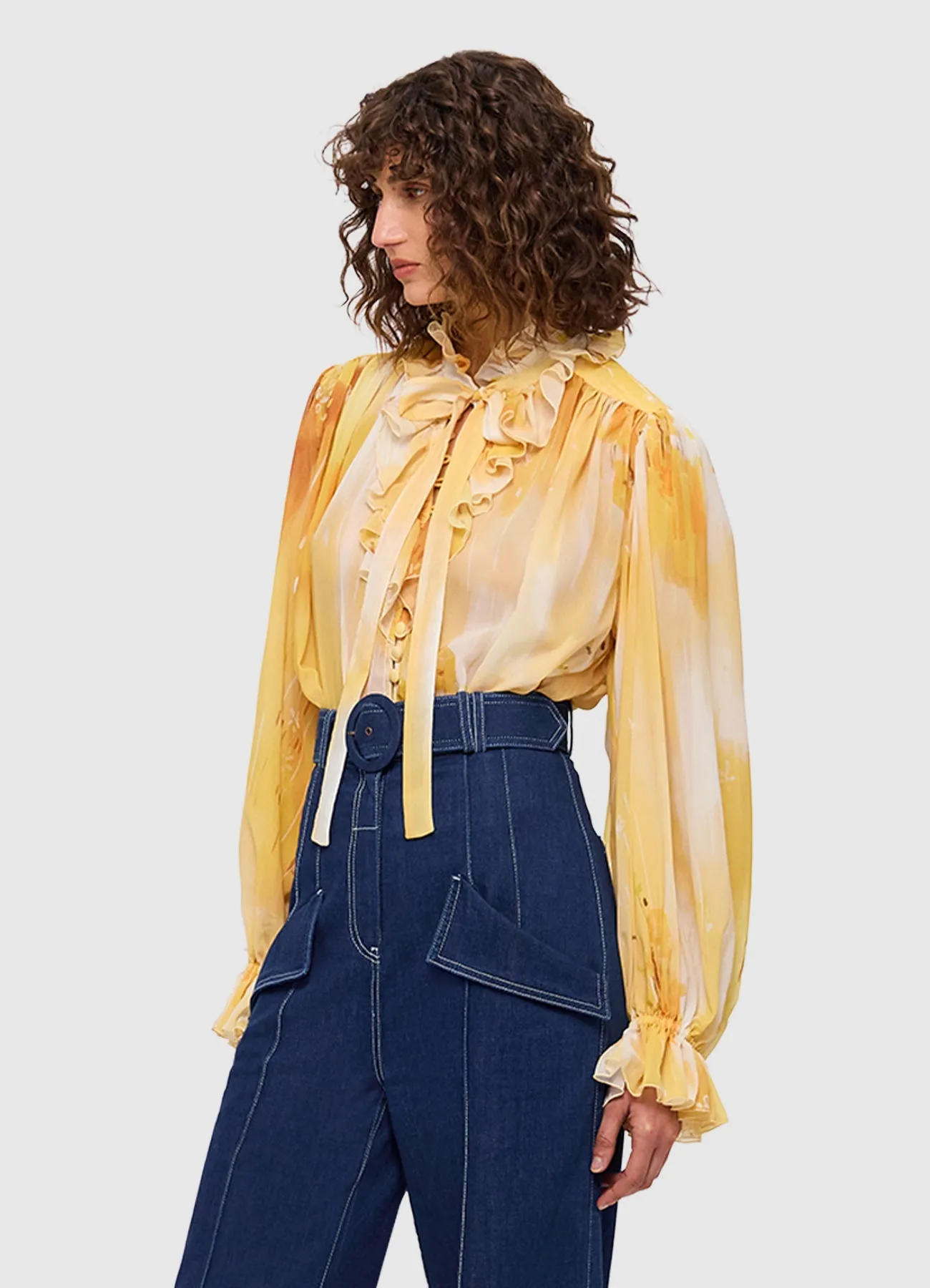 LEO LIN - Faye Tie Neck Bluse
