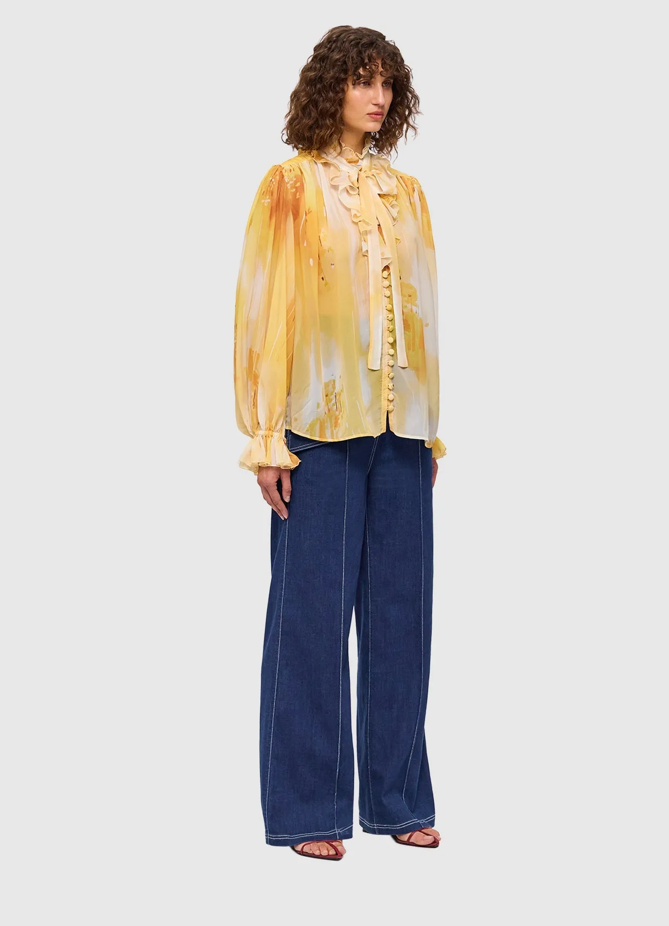 LEO LIN - Faye Tie Neck Bluse