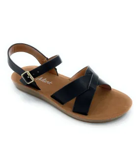 Little Star | Black Crisscross-Strap Form Sandal - Girls
