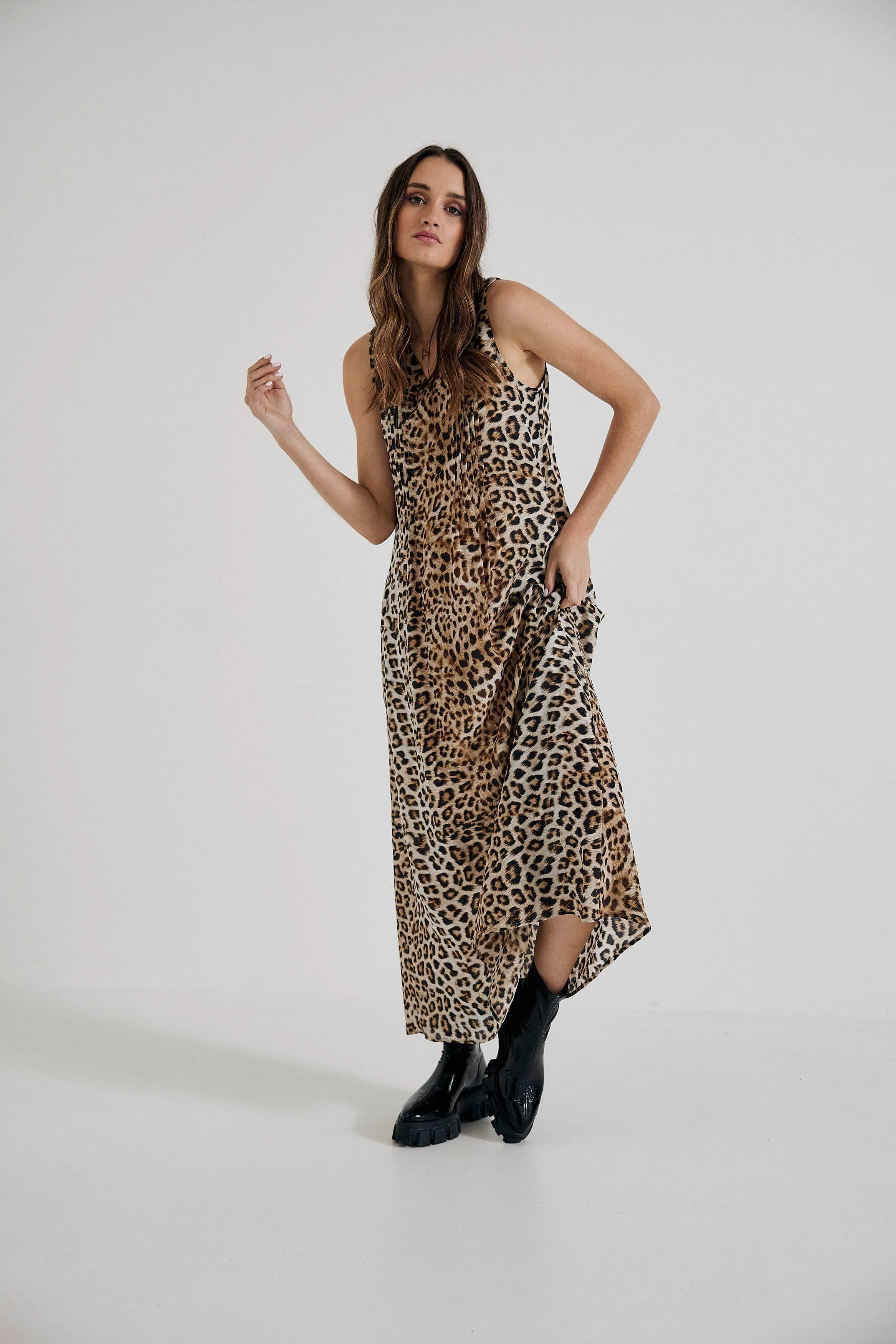 Maxi Dress in Leopard Silk