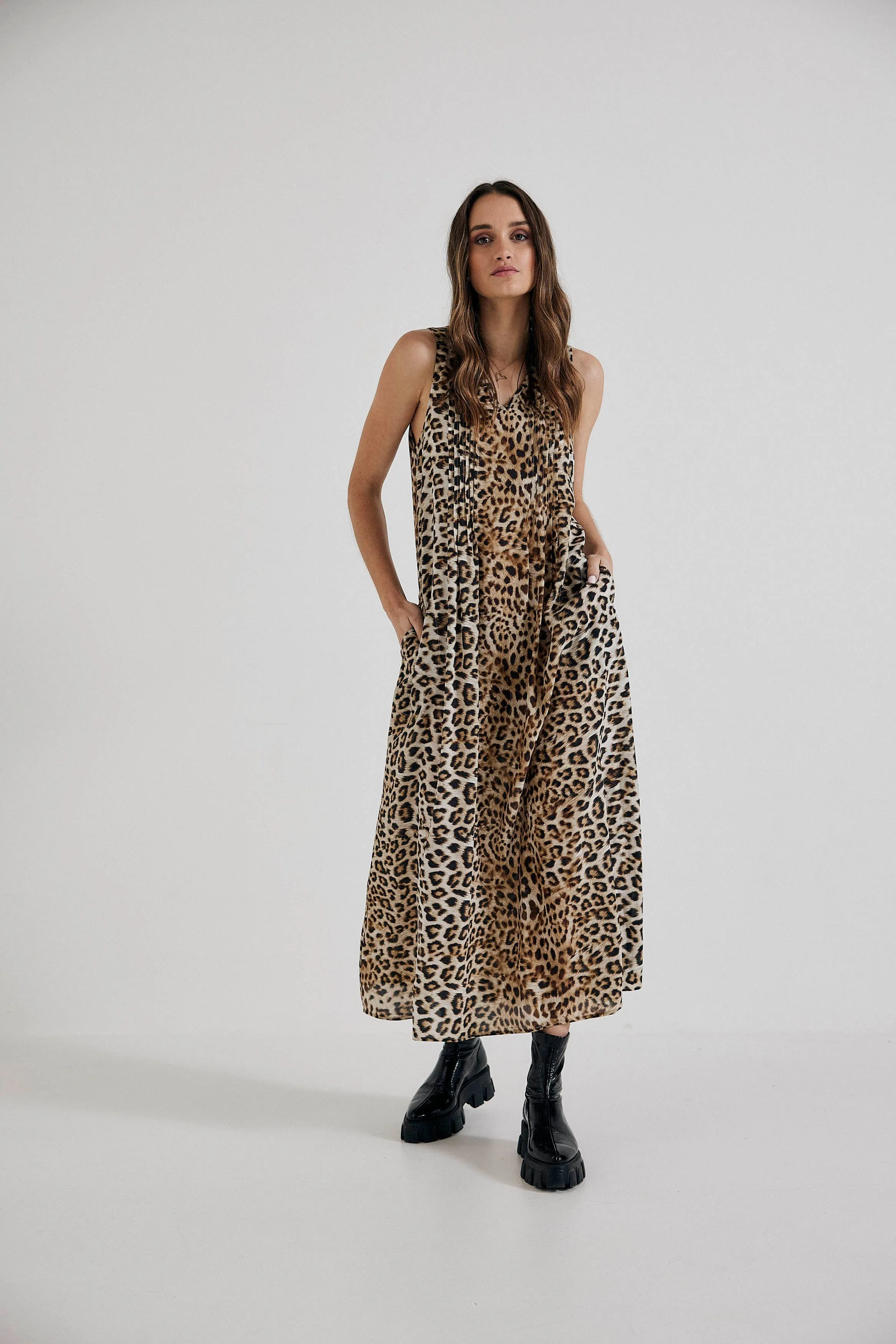 Maxi Dress in Leopard Silk