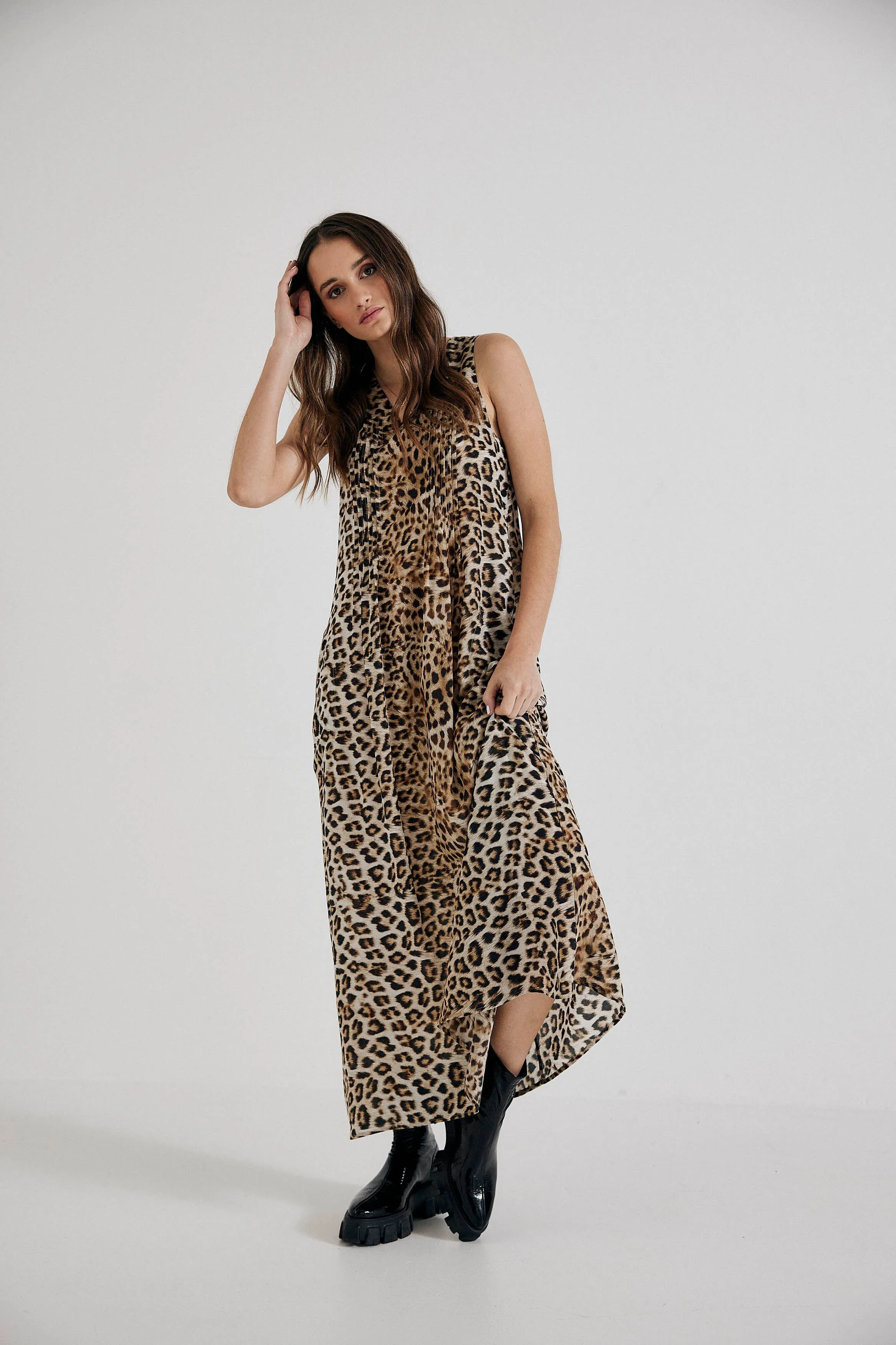 Maxi Dress in Leopard Silk