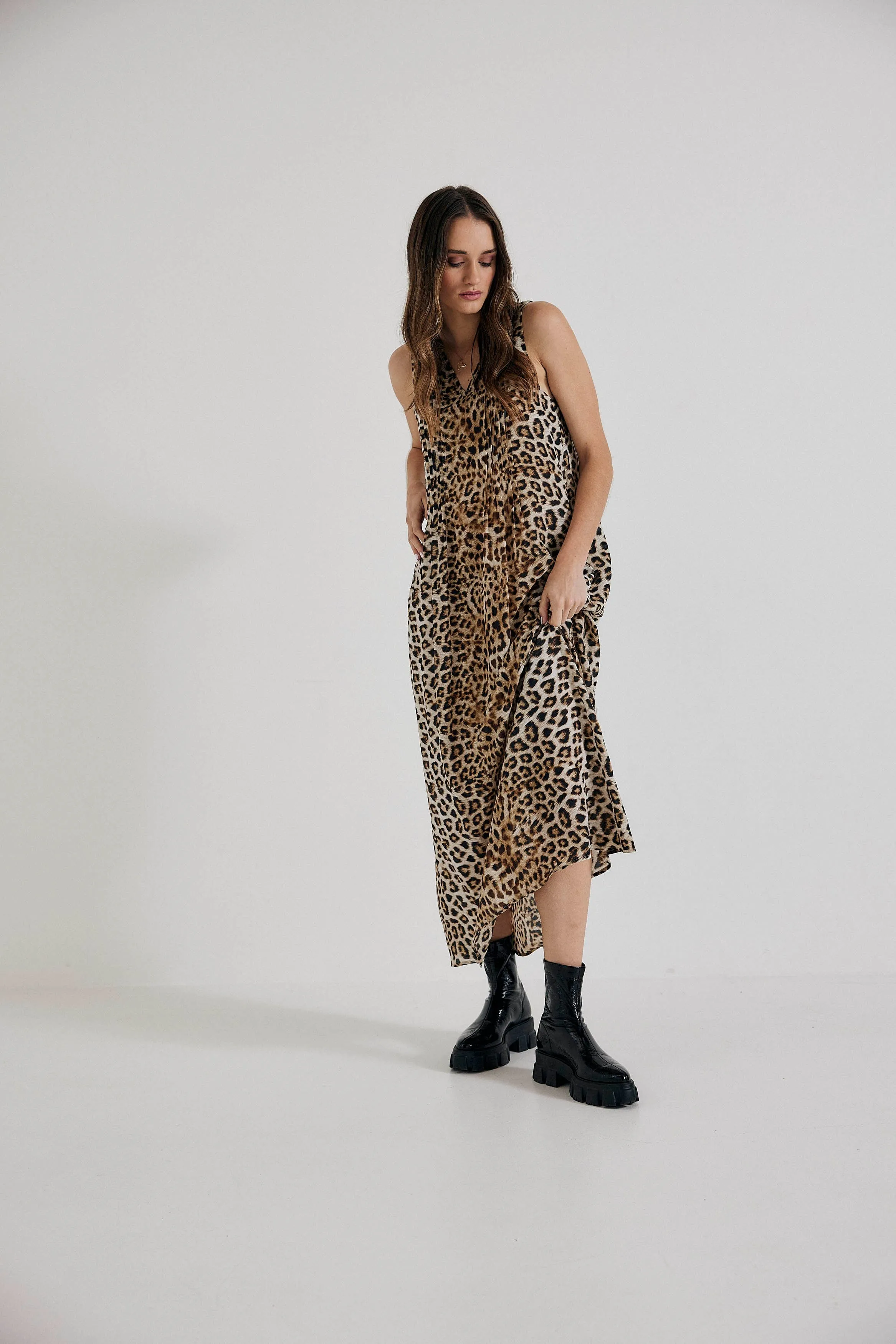 Maxi Dress in Leopard Silk