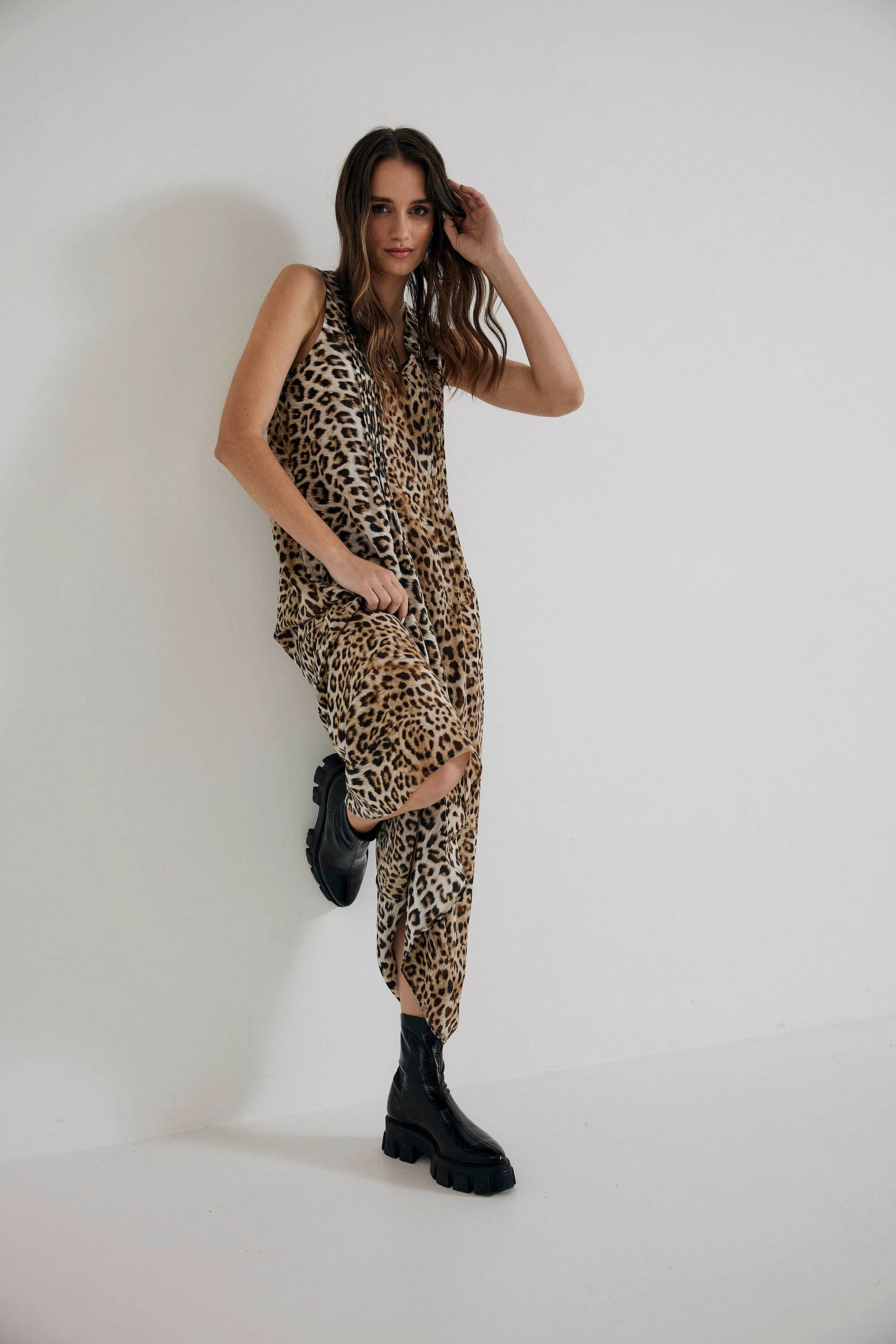 Maxi Dress in Leopard Silk