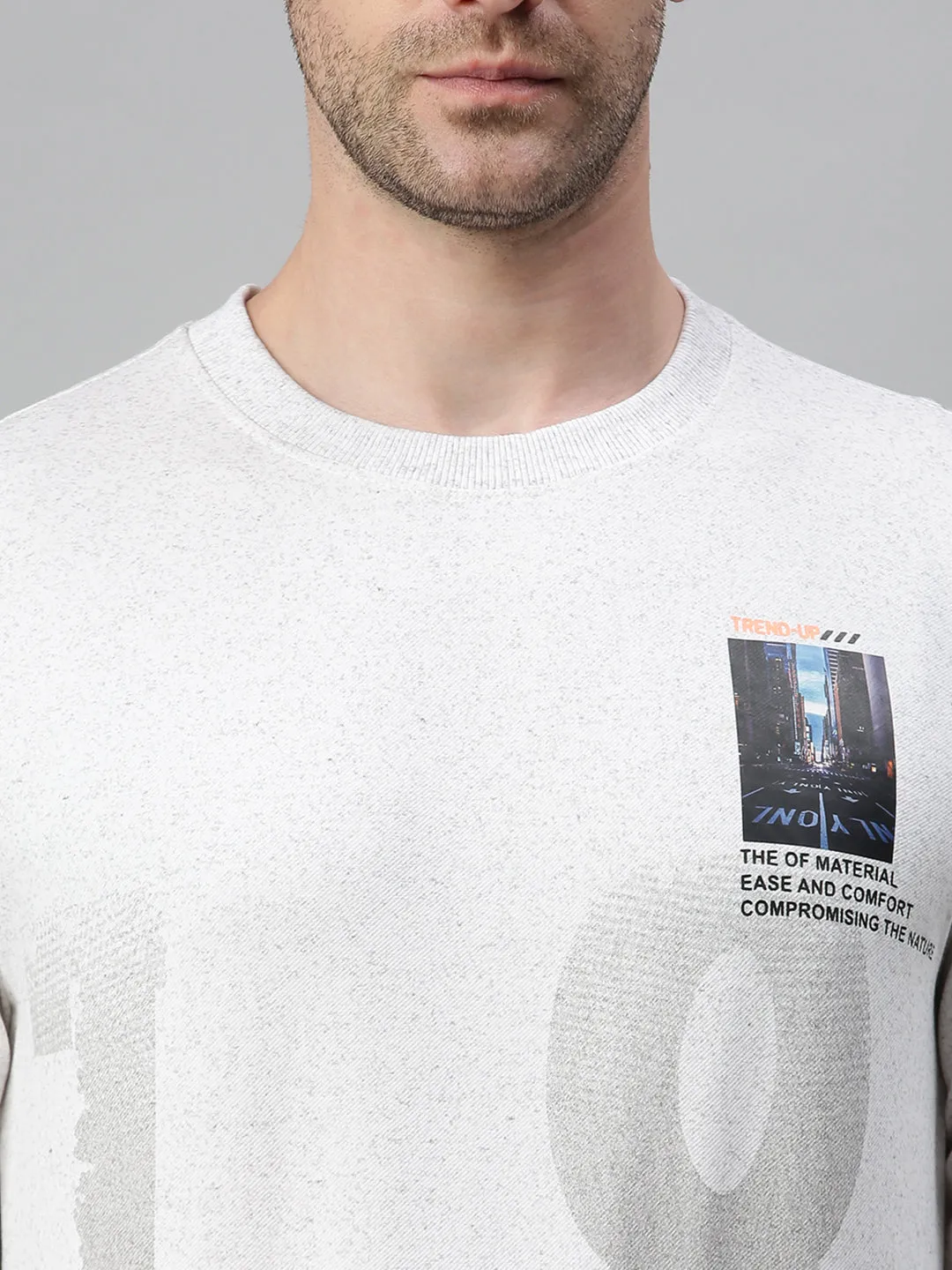 Men Solid Cream Sweatshirt