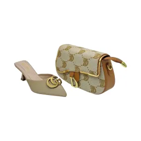 Saider Pointed Sandal and Monogram Shoulder Bag Set