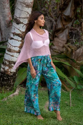 Samantha Robe & Gabrielle Pant Set in Batik Teal Rainbow