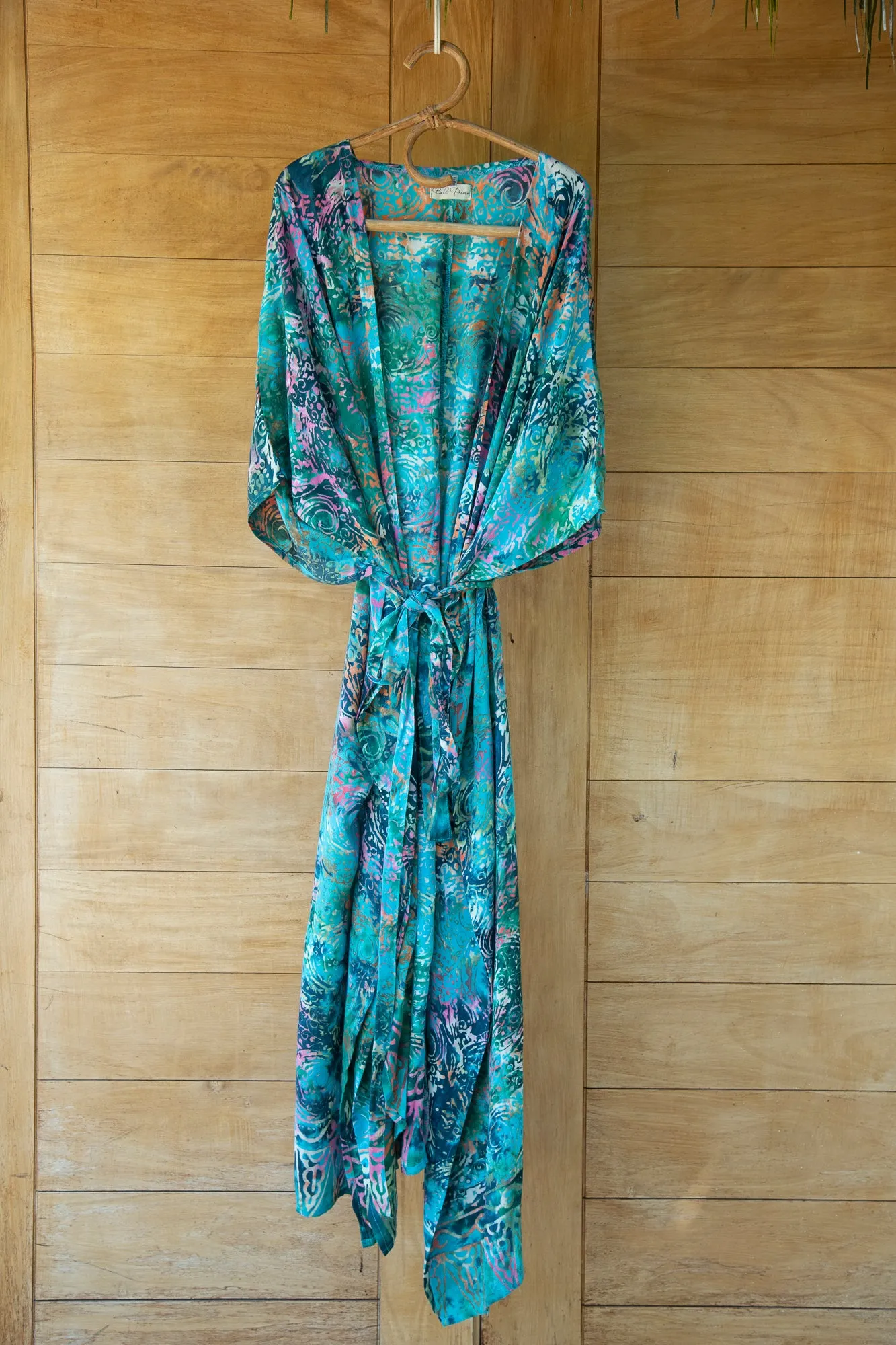 Samantha Robe & Gabrielle Pant Set in Batik Teal Rainbow