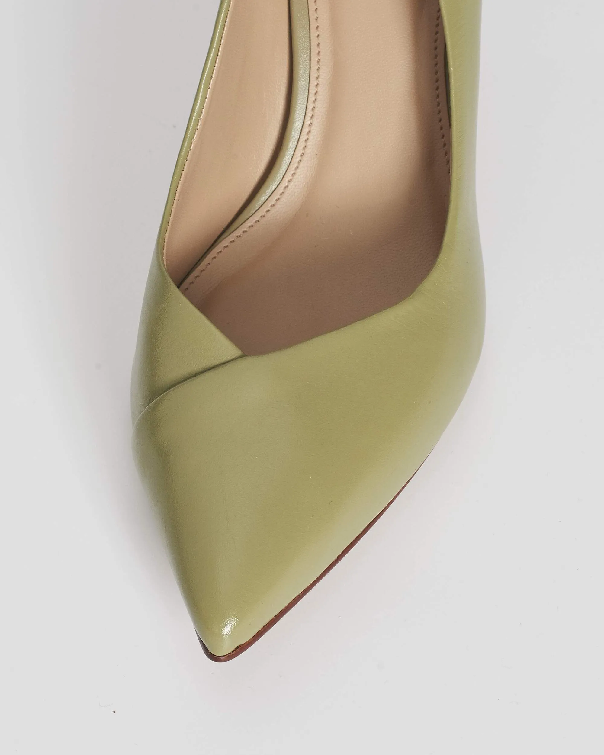 Soft Leather Medium Wood Heel Pumps