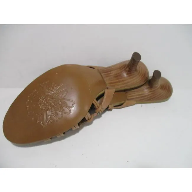 Tahari Tan Marais Chic Camel Open Toe Sandals With Brass Grommets Mulesslides Size Us