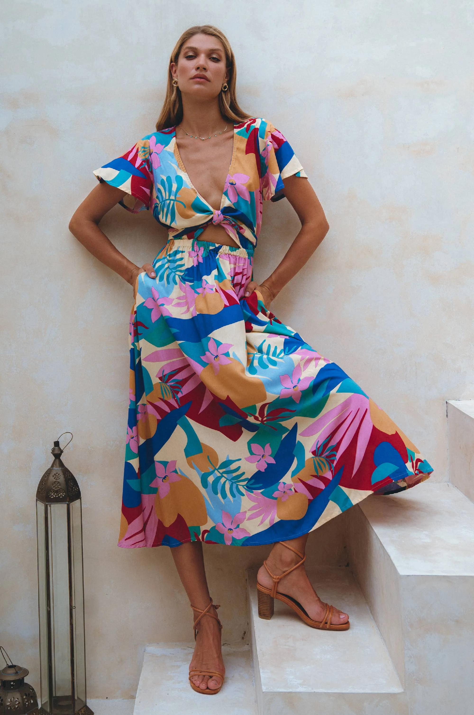 Tropical Convertible Midi Dress