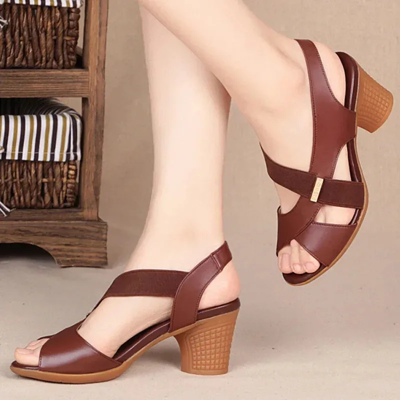 Vera | Peep Toe Mid Heel Summer Sandals