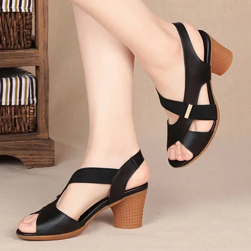Vera | Peep Toe Mid Heel Summer Sandals