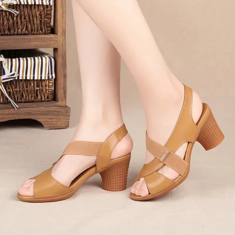 Vera | Peep Toe Mid Heel Summer Sandals